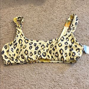 Billabong Yellow and Black Leopard Print Swim Top